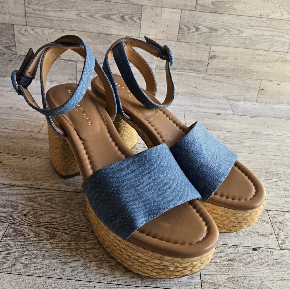 Marc Fisher Palyca Denim Platform Espadrille Sandal - Picture 2 of 6